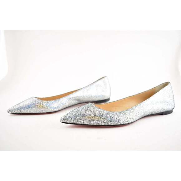 Christian Louboutin Ballalla Silver Mica Glitter Ballerina Ballet Flat 37.5 - Picture 10 of 12